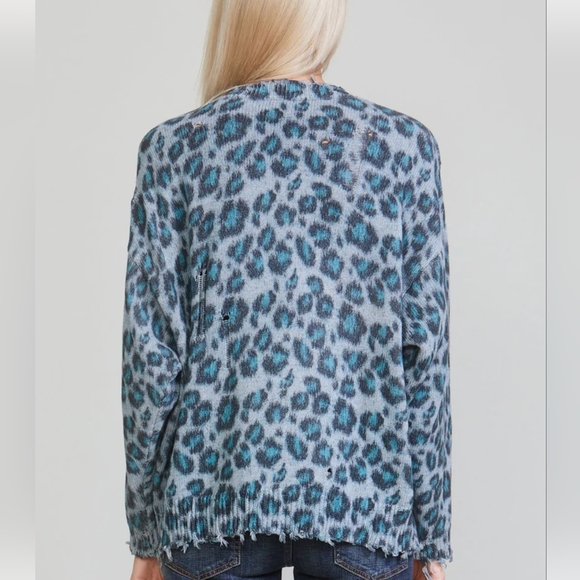 R13 Oversized Sweater - Blue Leopard - Picture 2 of 8